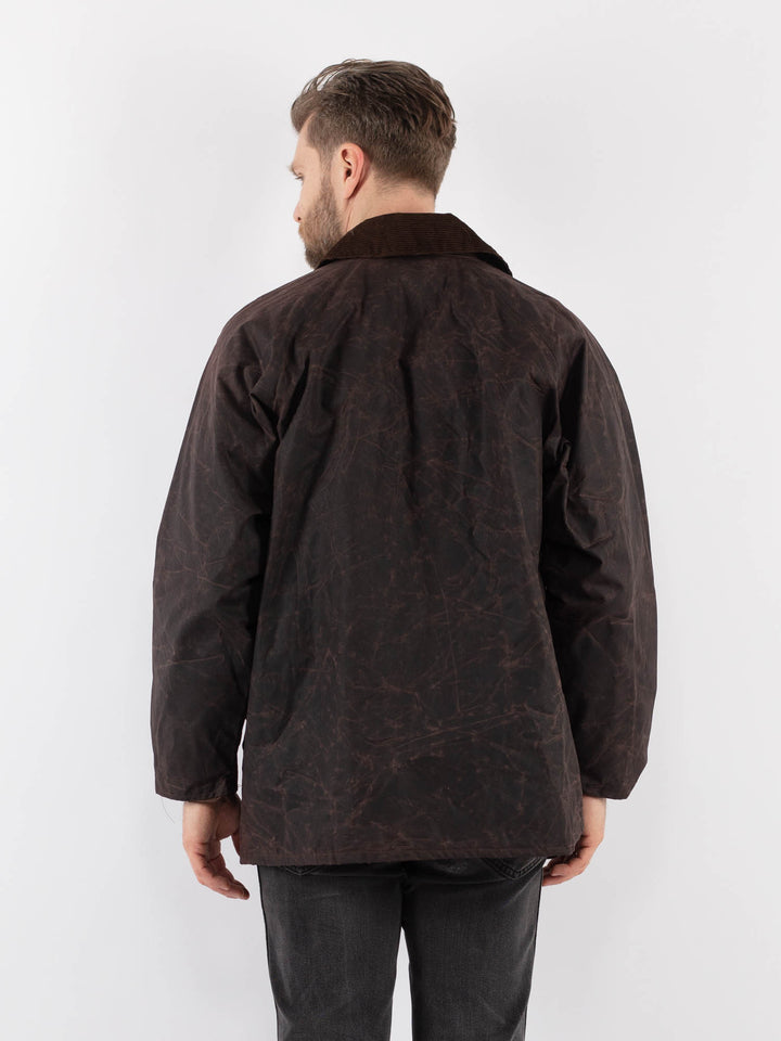 Vintage 90's Men Waxed Canvas Jacket in BrownZ929