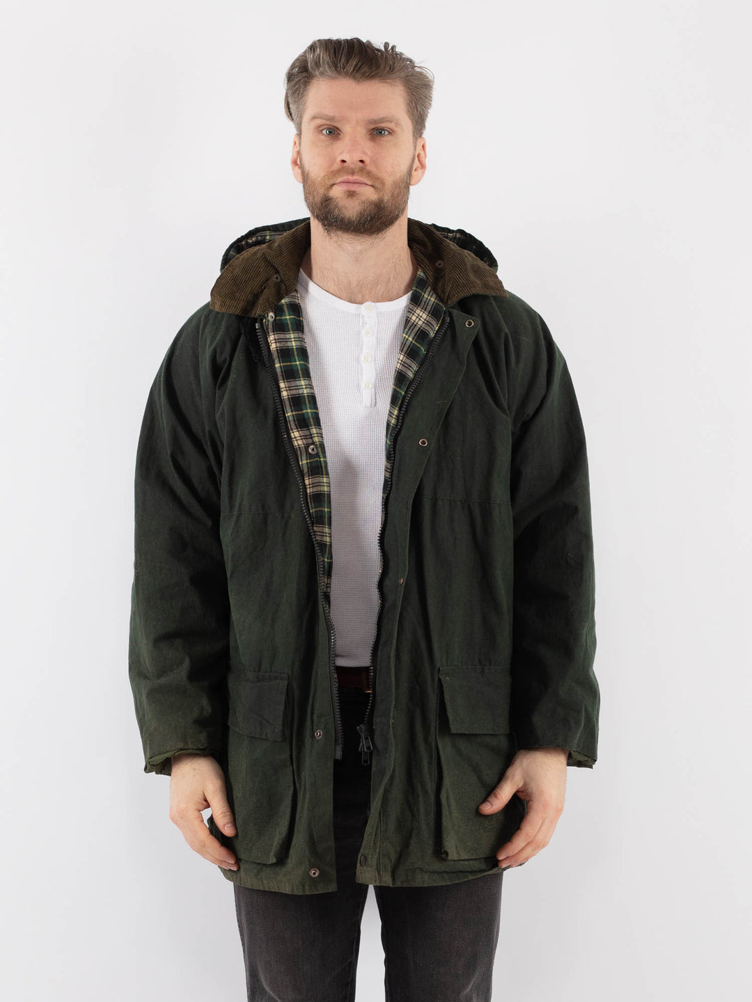 Vintage 90's Men Waxed Canvas Jacket in GreenZ930