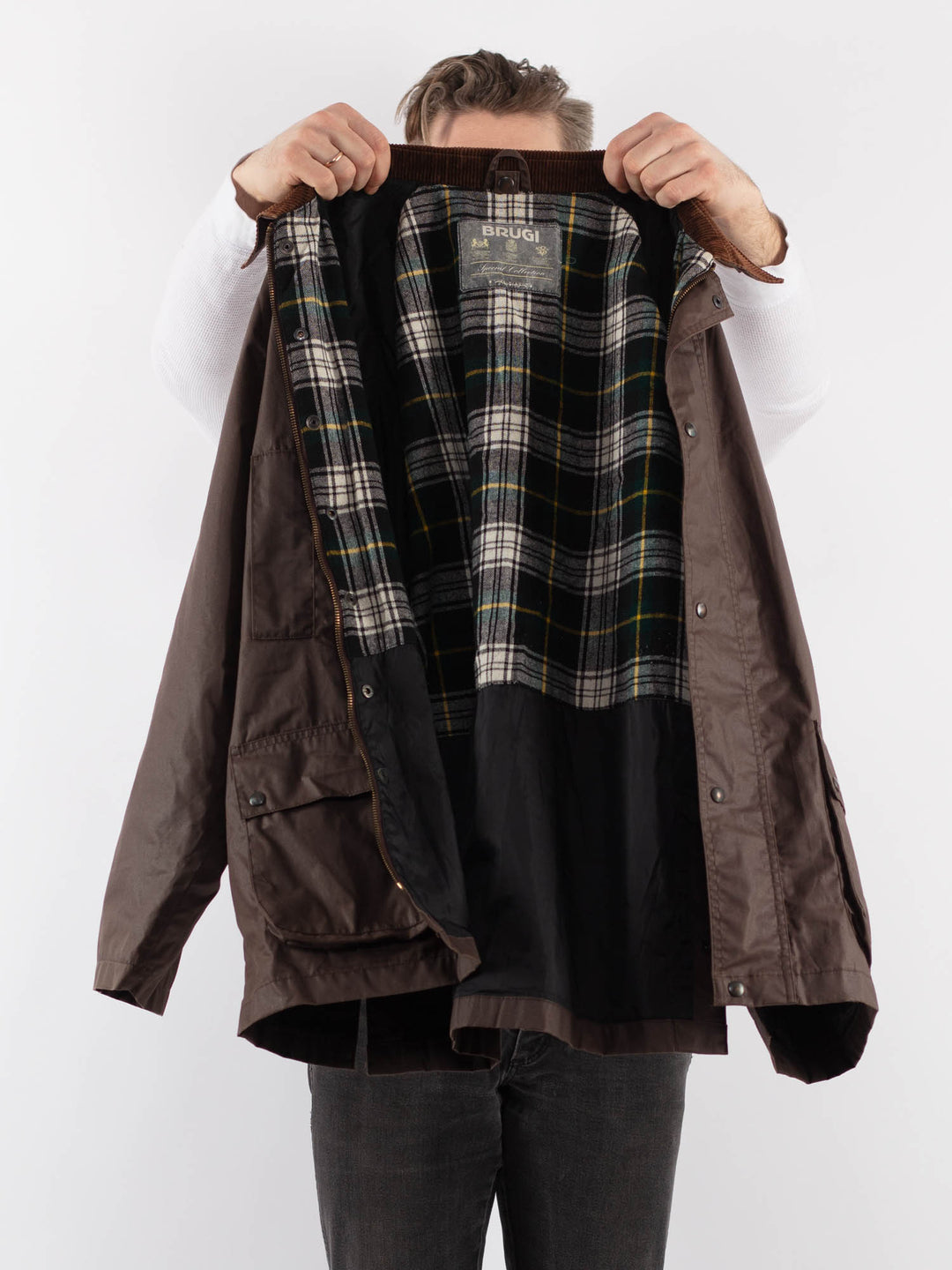 Vintage 90's Men Cotton Jacket in BrownZ893