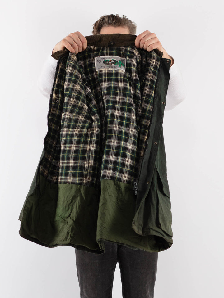 Vintage 90's Men Waxed Canvas Jacket in GreenZ930