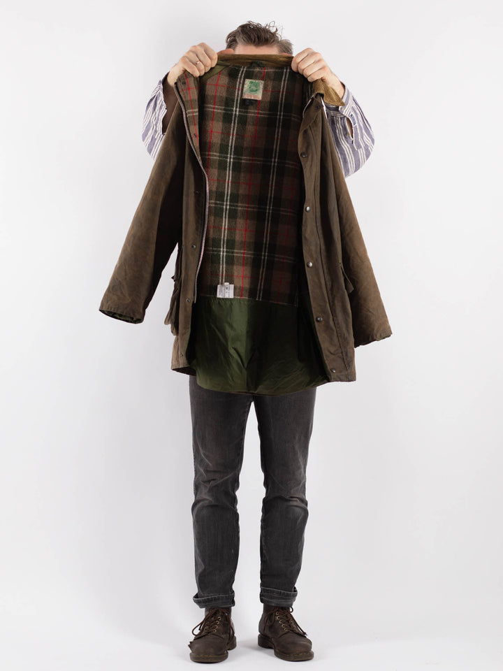 Vintage 90's Men Waxed Cotton Jacket in GreenZ530