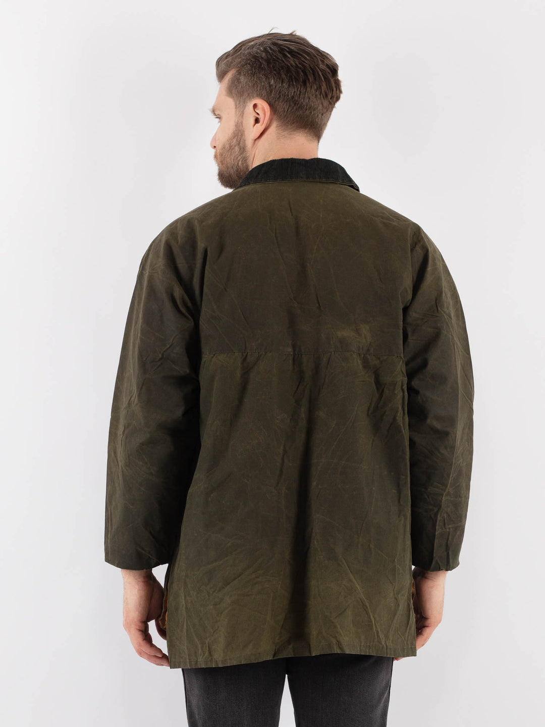 Vintage 90's Men Waxed Cotton Jacket in GreenZ910