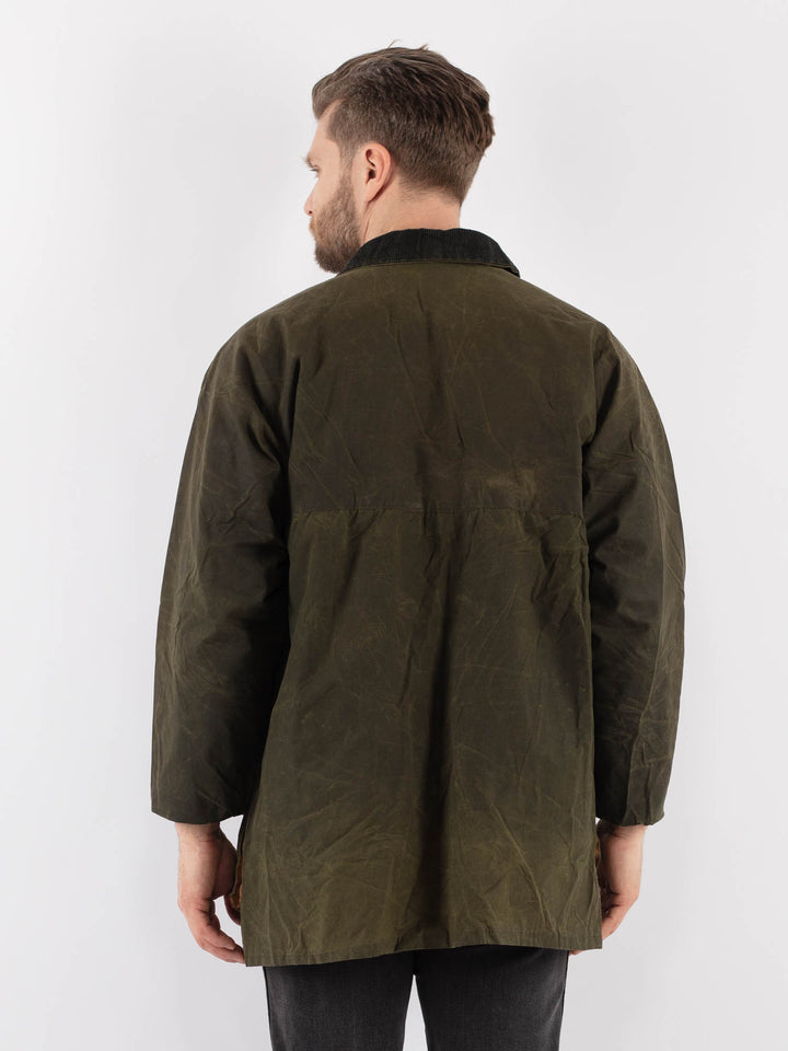 Vintage 90's Men Waxed Cotton Jacket in GreenZ910