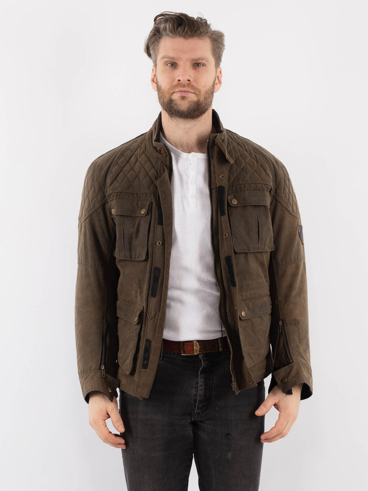 Vintage 90's Men Waxed Canvas Jacket in BrownZ913