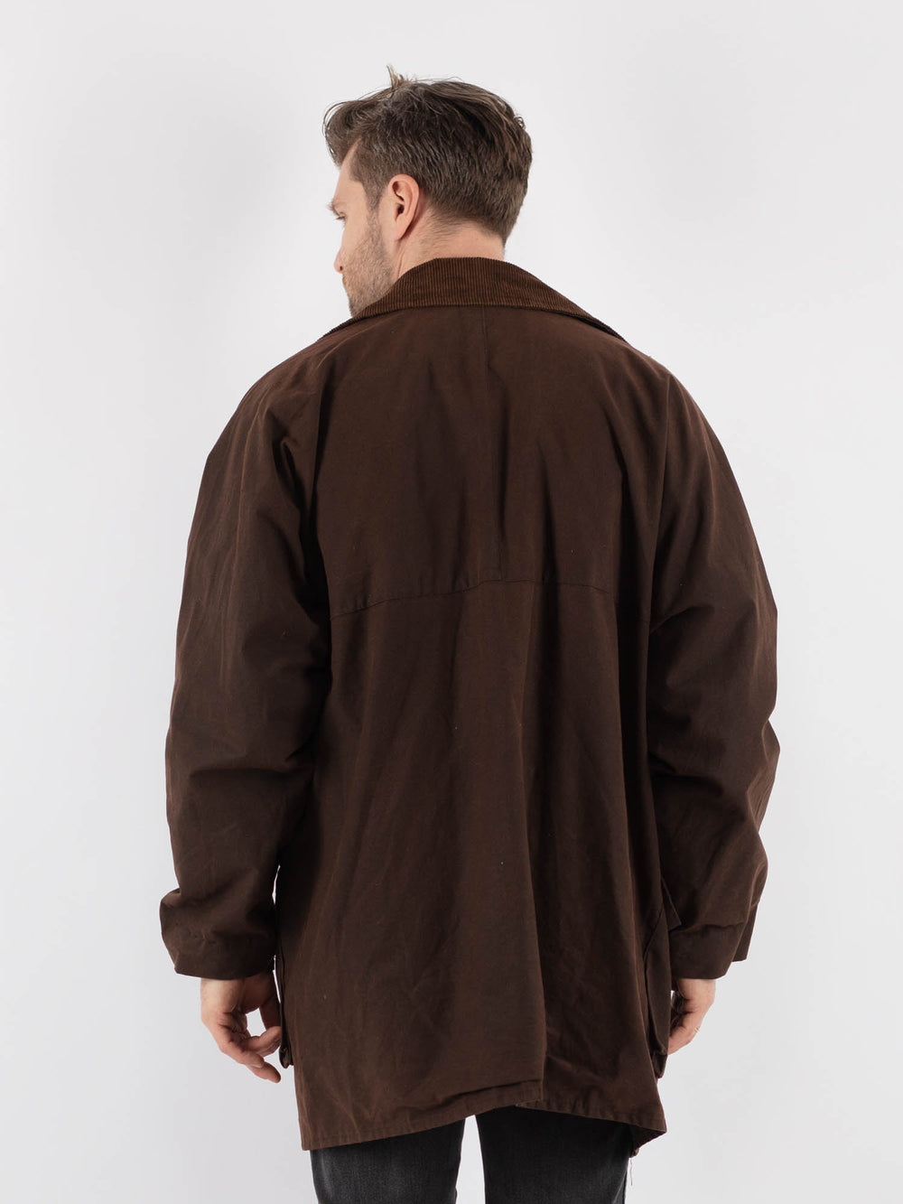 Vintage 90's Men Waxed Cotton Jacket in BrownZ652