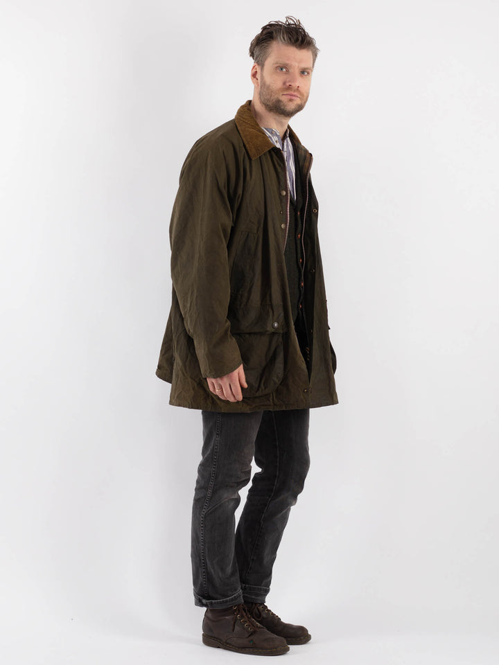 Vintage 90's Men Waxed Cotton Jacket in GreenZ543