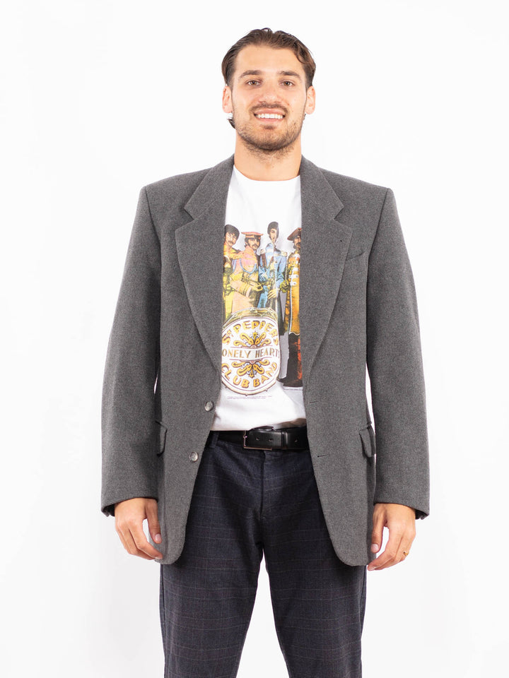Vintage 90's Men Wool Blend Blazer in GrayZ2163