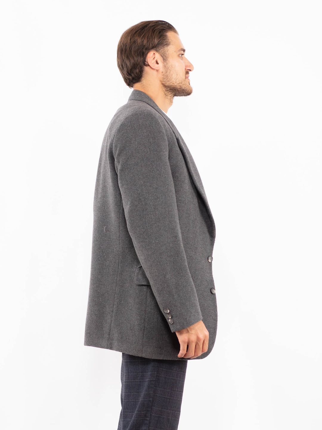 Vintage 90's Men Wool Blend Blazer in GrayZ2163