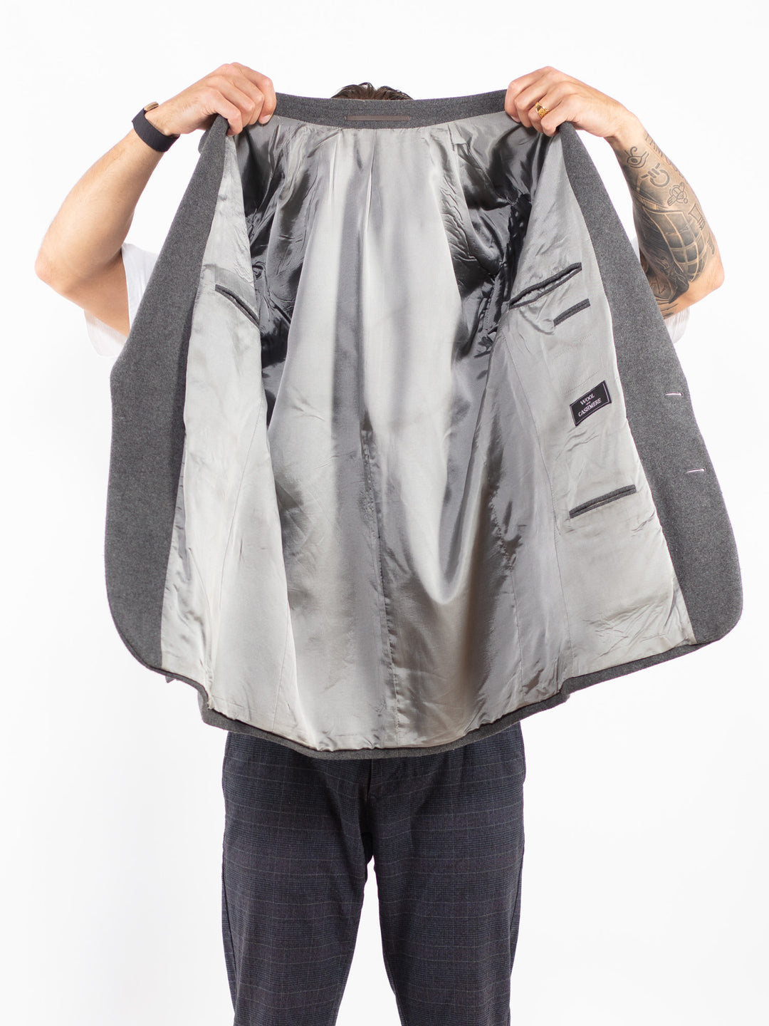 Vintage 90's Men Wool Blend Blazer in GrayZ2163