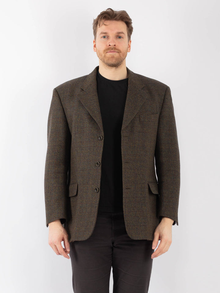 Vintage 90's Men Wool Blazer Jacket in GreenZ1266