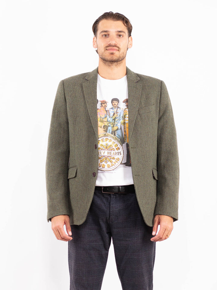 Vintage 90's Men Wool Blazer Jacket in GreenZ2179