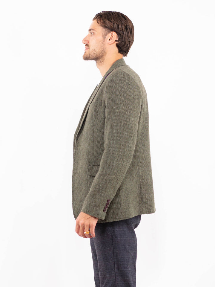 Vintage 90's Men Wool Blazer Jacket in GreenZ2179