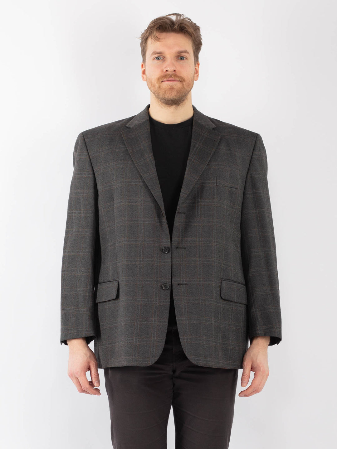 Vintage 90's Men Wool Blazer Jacket in GrayZ1270