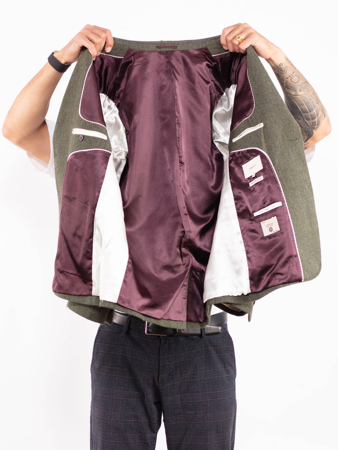 Vintage 90's Men Wool Blazer Jacket in GreenZ2179