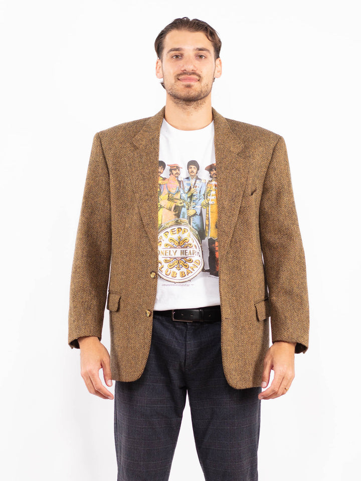Vintage 90's Men Wool Blazer Jacket in BeigeZ2180
