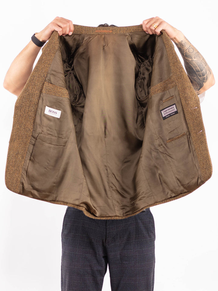 Vintage 90's Men Wool Blazer Jacket in BeigeZ2180