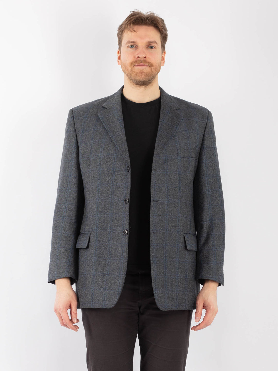 Vintage 90's Men Wool Blazer Jacket in BlueZ1272