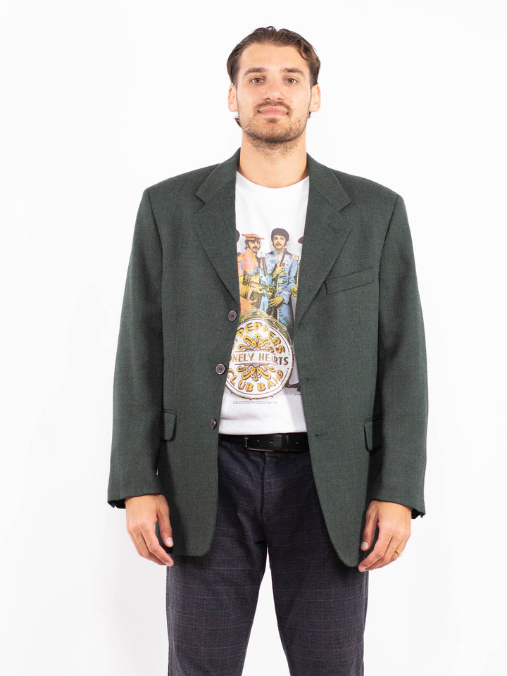 Vintage 90's Men Wool Blend Blazer Jacket in GreenZ2182