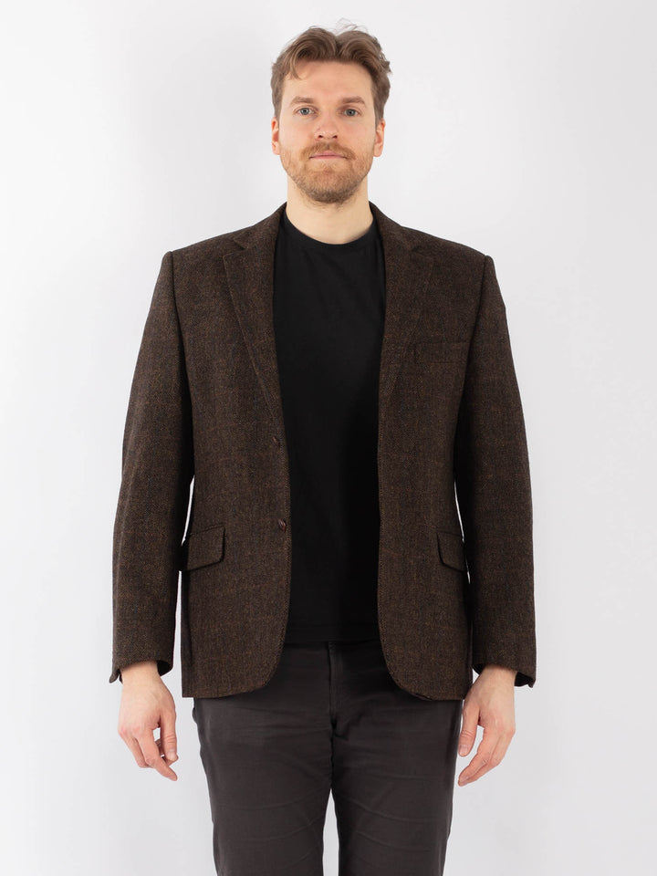 Vintage 90's Men Wool Blazer Jacket in BrownZ1273