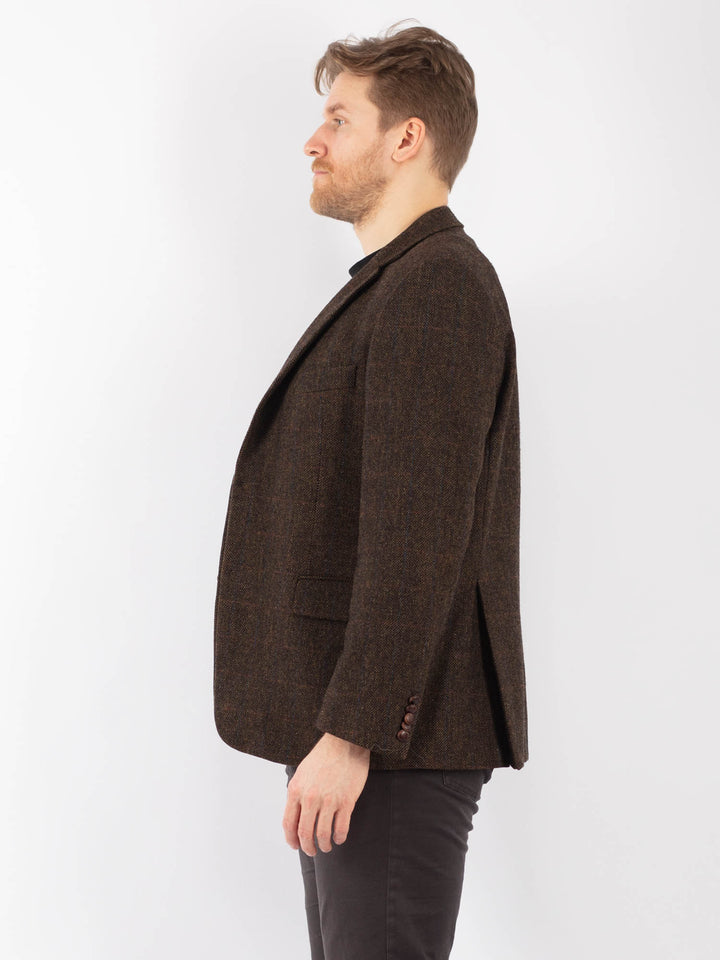 Vintage 90's Men Wool Blazer Jacket in BrownZ1273