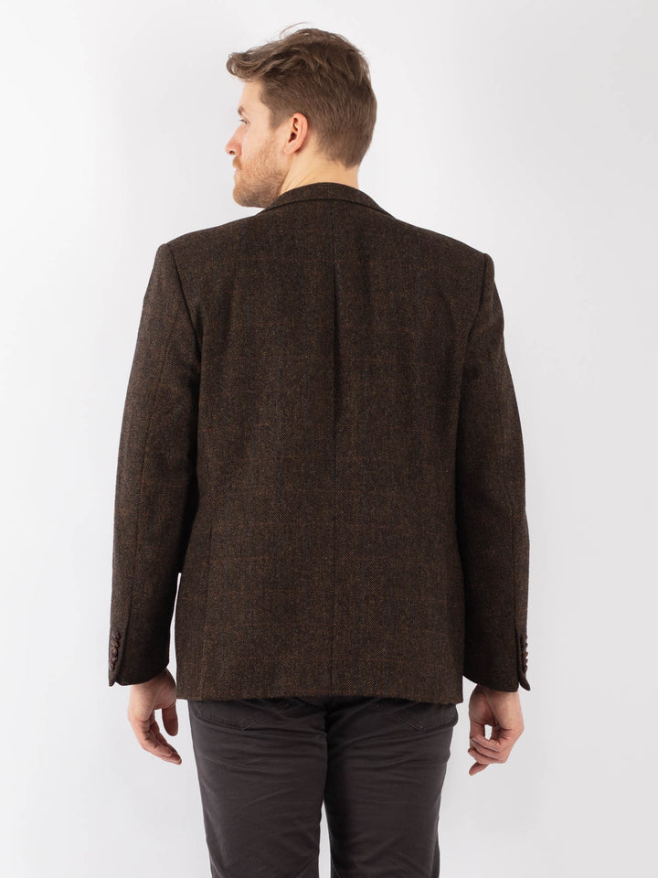 Vintage 90's Men Wool Blazer Jacket in BrownZ1273