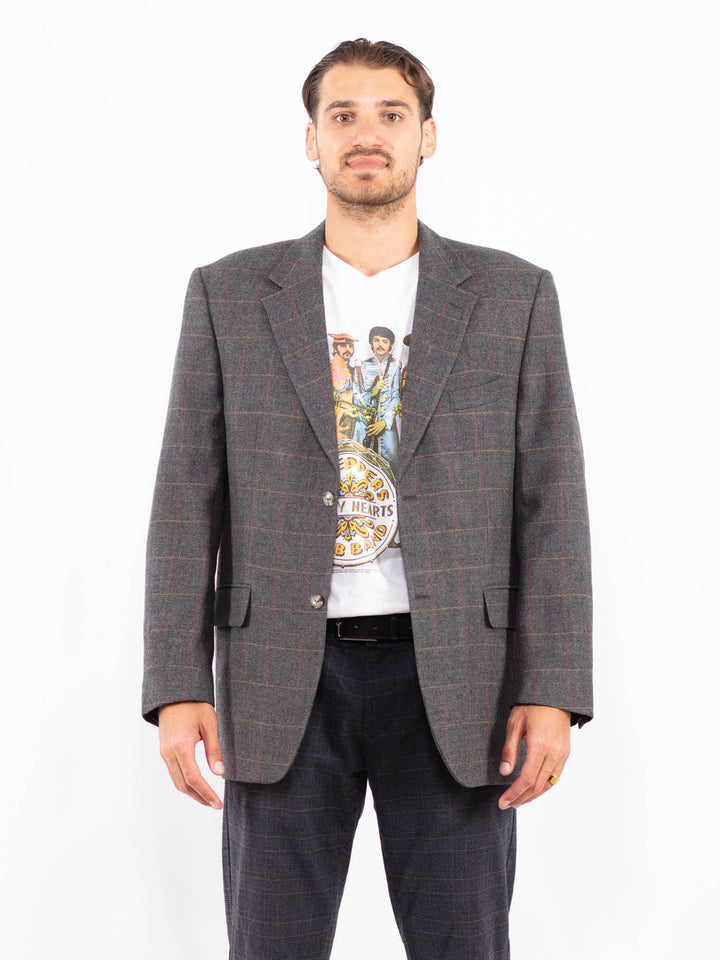 Vintage 90's Men Wool Blazer Jacket in GrayZ2186