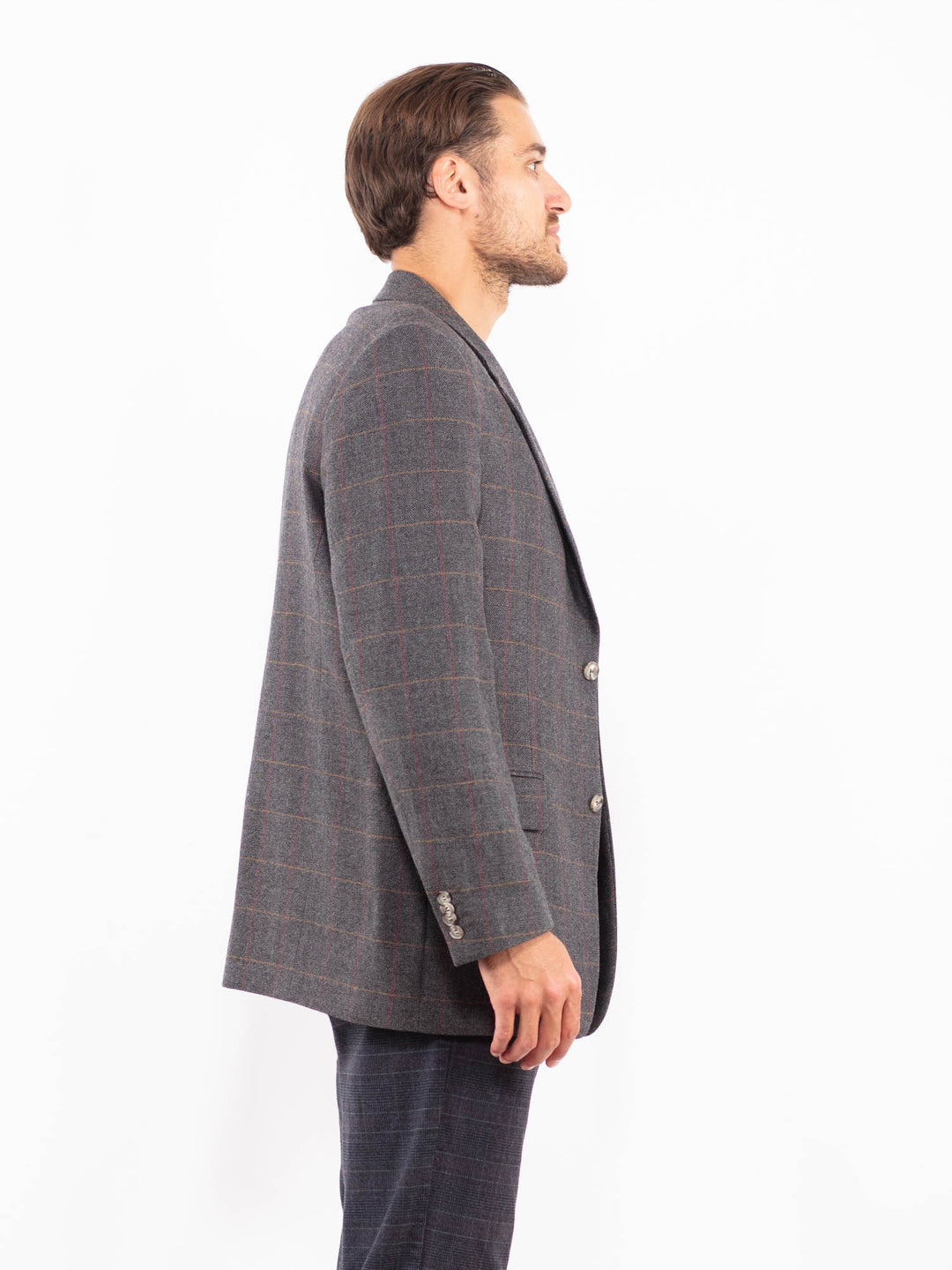 Vintage 90's Men Wool Blazer Jacket in GrayZ2186