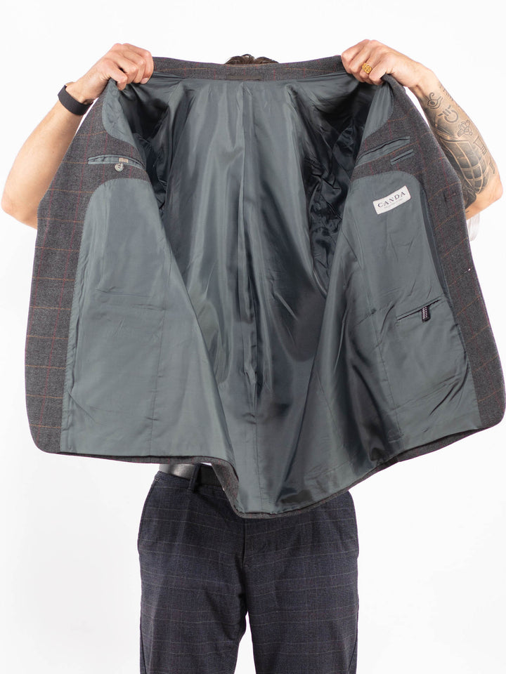 Vintage 90's Men Wool Blazer Jacket in GrayZ2186