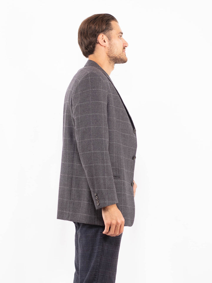 Vintage 90's Men Wool Blazer Jacket in GrayZ2187