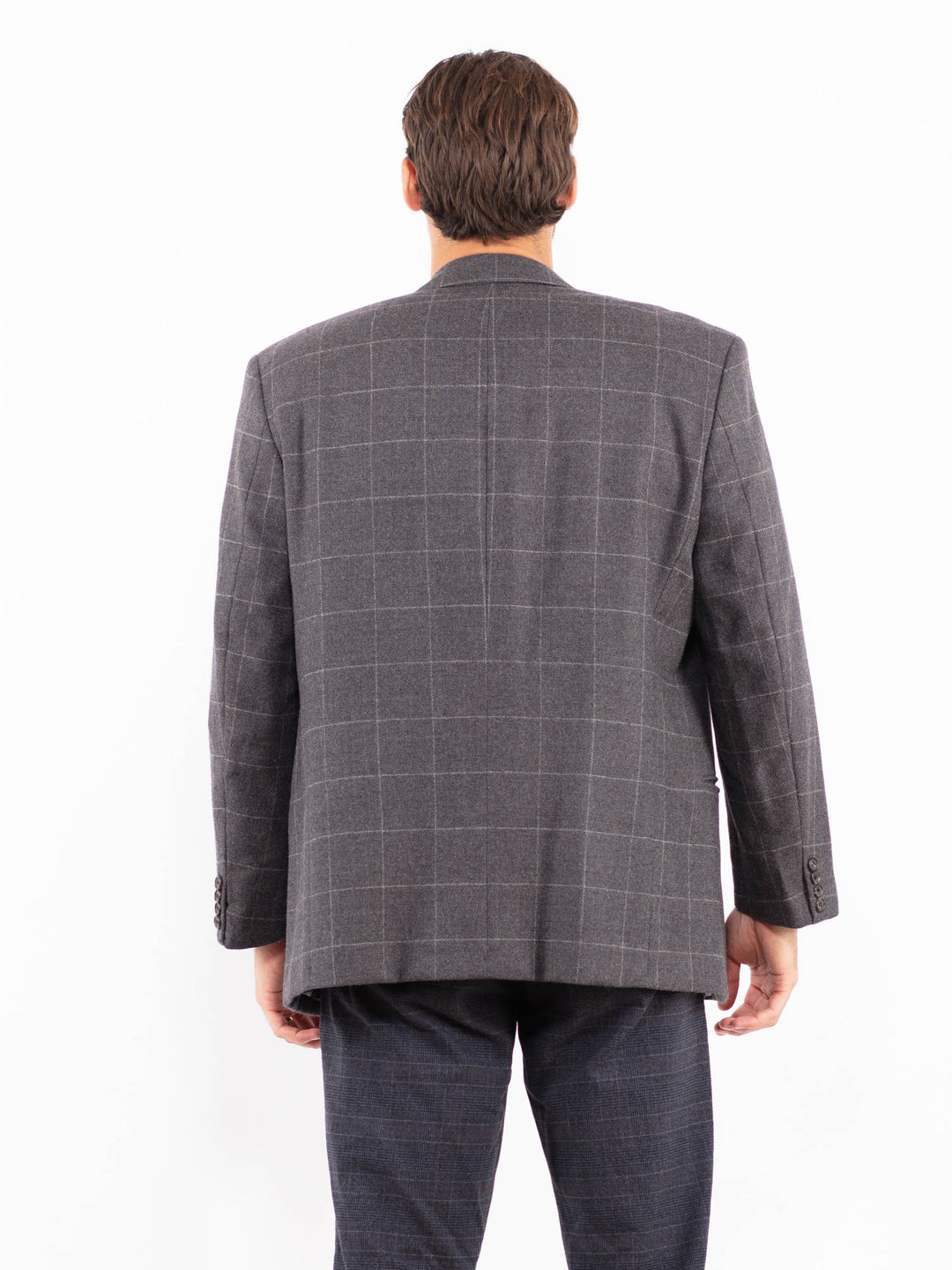 Vintage 90's Men Wool Blazer Jacket in GrayZ2187