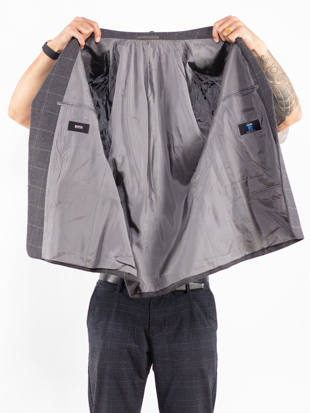 Vintage 90's Men Wool Blazer Jacket in GrayZ2187