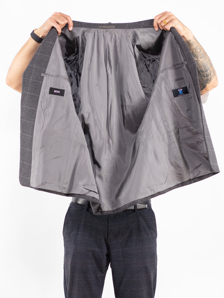 Vintage 90's Men Wool Blazer Jacket in GrayZ2187