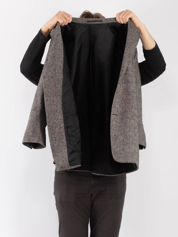 Vintage 90's Men Wool Blazer Jacket in GrayZ1277