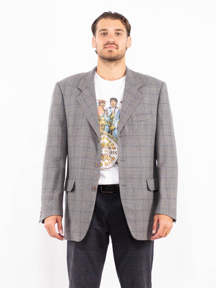 Vintage 90's Men Wool Blazer Jacket in GrayZ2192