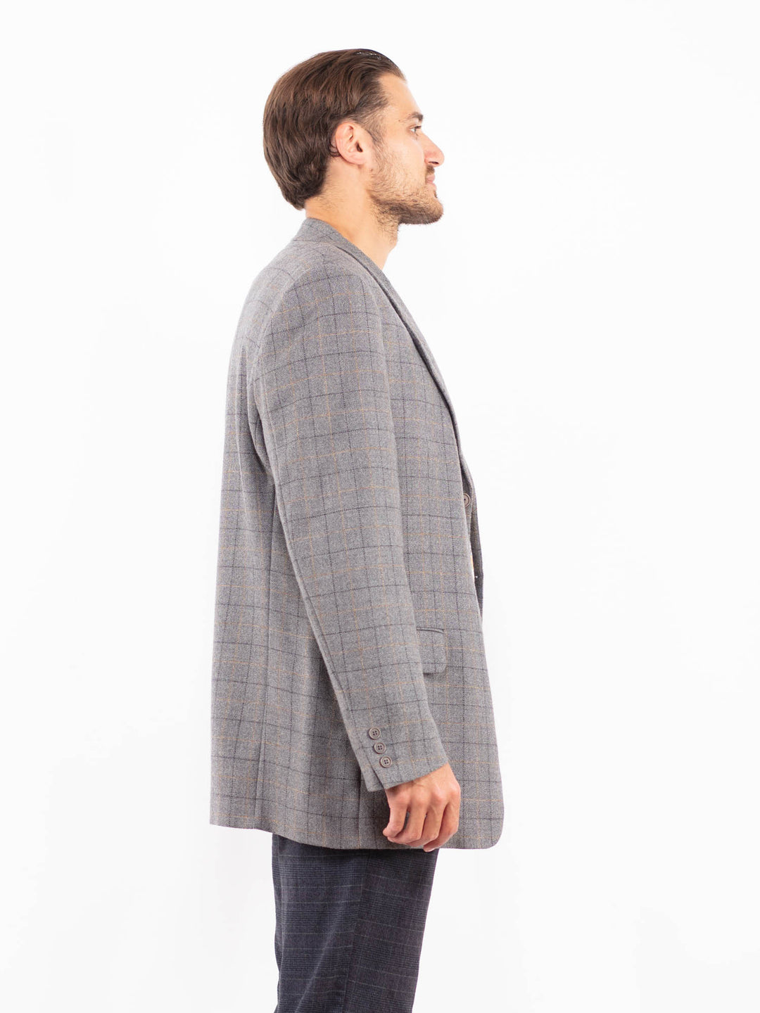 Vintage 90's Men Wool Blazer Jacket in GrayZ2192