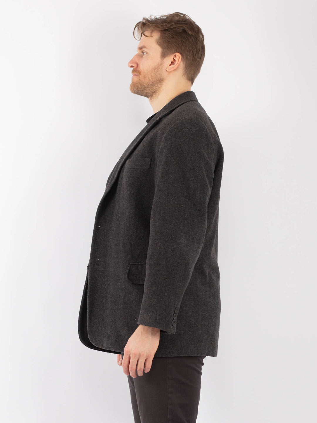 Vintage 90's Men Wool Blazer Jacket in GrayZ1282