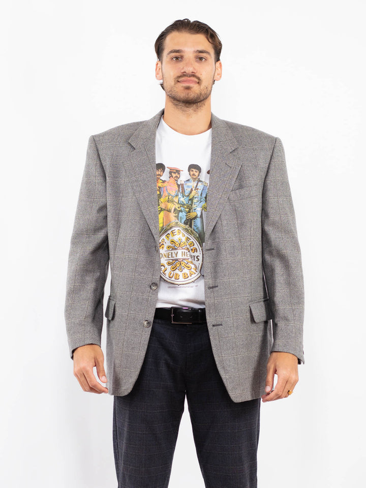 Vintage 90's Men Wool Blazer Jacket in GrayZ2194