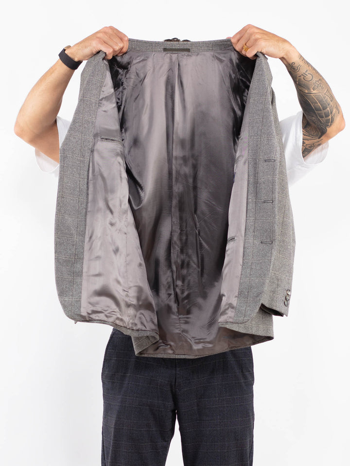 Vintage 90's Men Wool Blazer Jacket in GrayZ2194