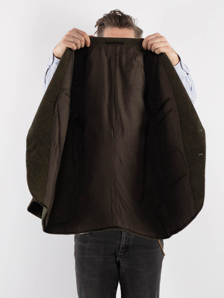 Vintage 90's Men Wool Blazer Jacket in Green - NorthernGrip