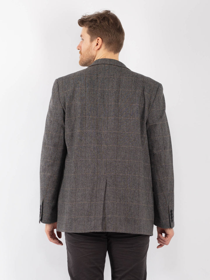 Vintage 90's Men Wool Blazer Jacket in GrayZ1288