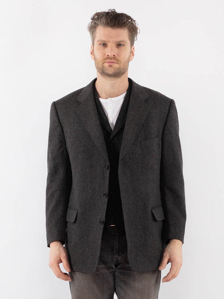 Vintage 90's Men Wool Blazer Jacket in GrayZ1018