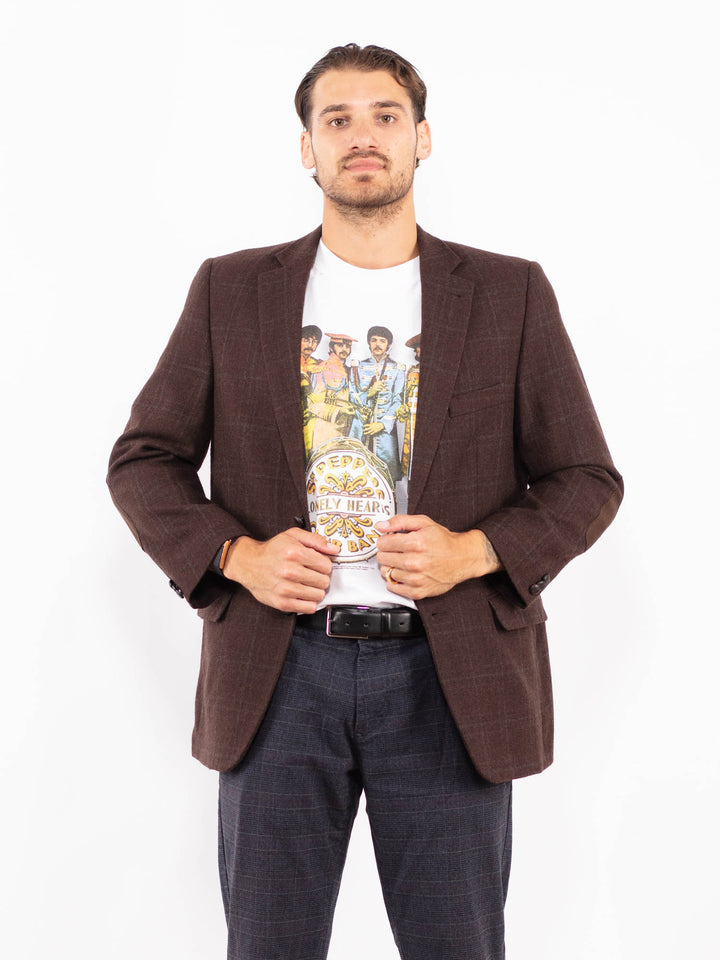 Vintage 90's Men Wool Blazer Jacket in BrownZ2201