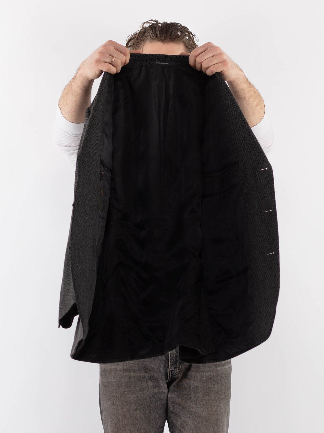 Vintage 90's Men Wool Blazer Jacket in GrayZ1018