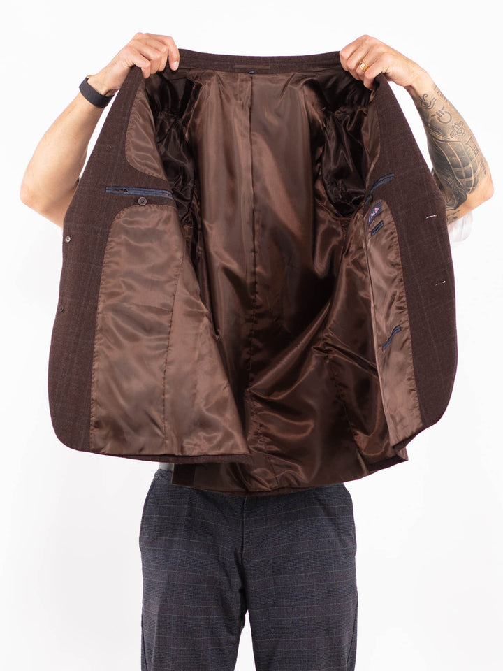 Vintage 90's Men Wool Blazer Jacket in BrownZ2201