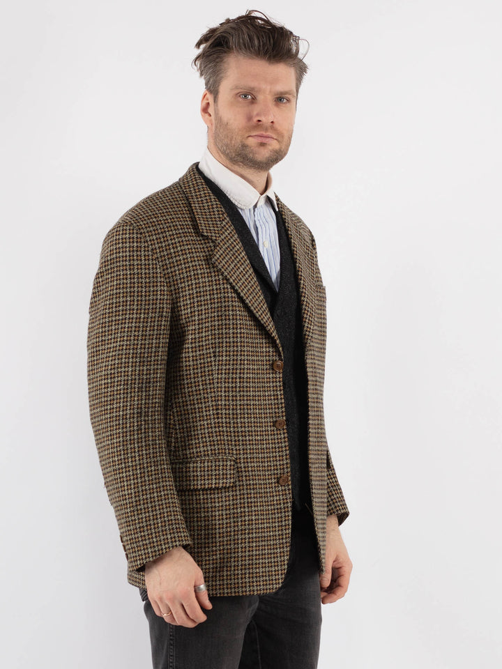Vintage 90's Men Wool Blazer Jacket in BeigeZ742