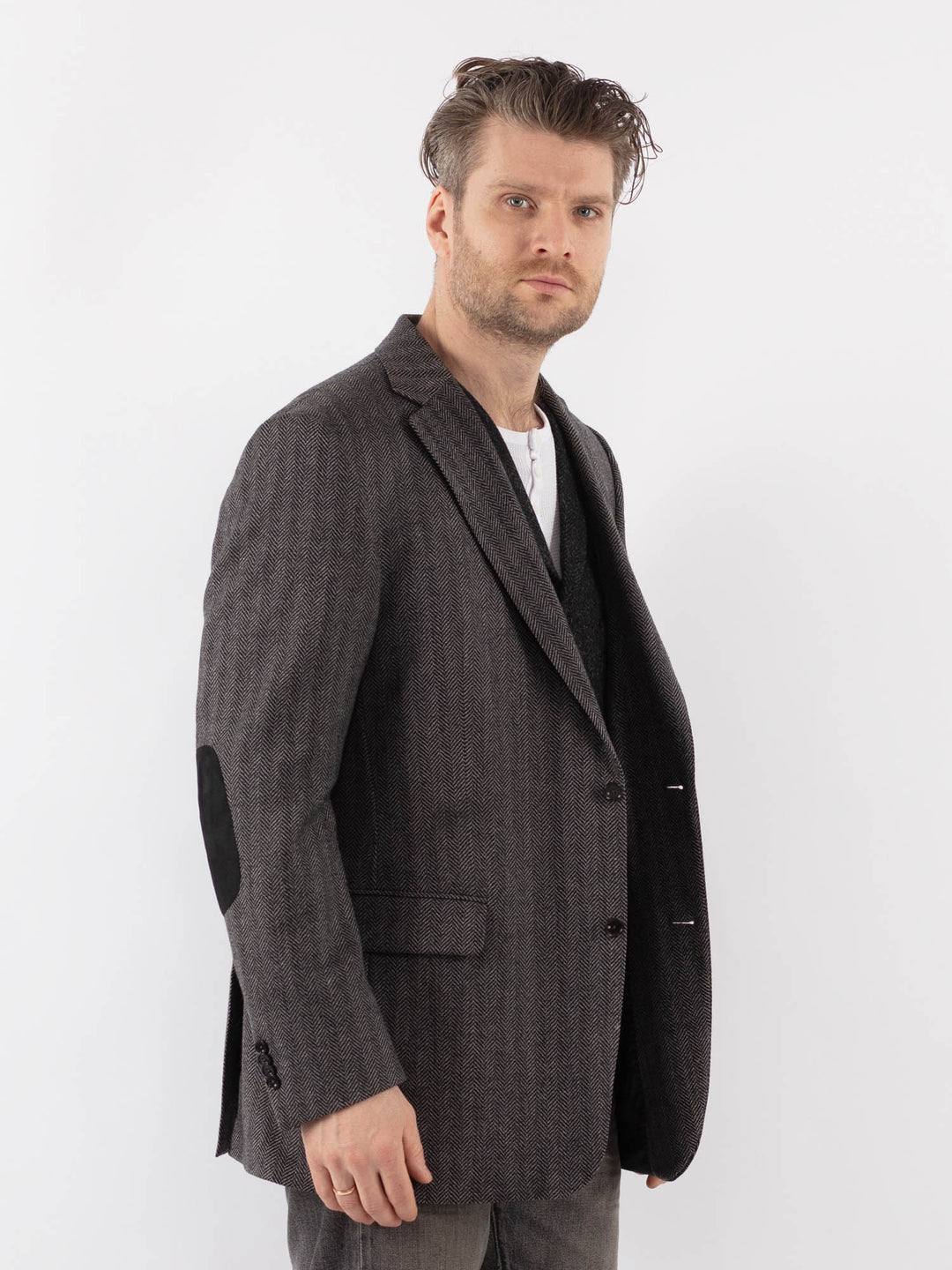 Vintage 90's Men Wool Blazer Jacket in GrayZ1020