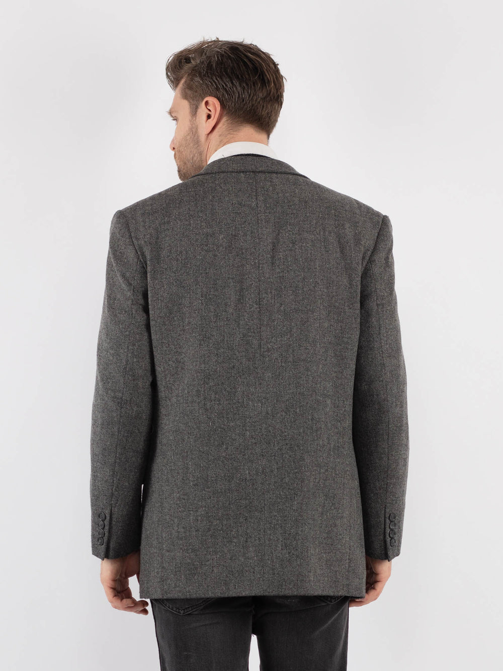 Vintage 90's Men Wool Blazer Jacket in Gray - NorthernGrip