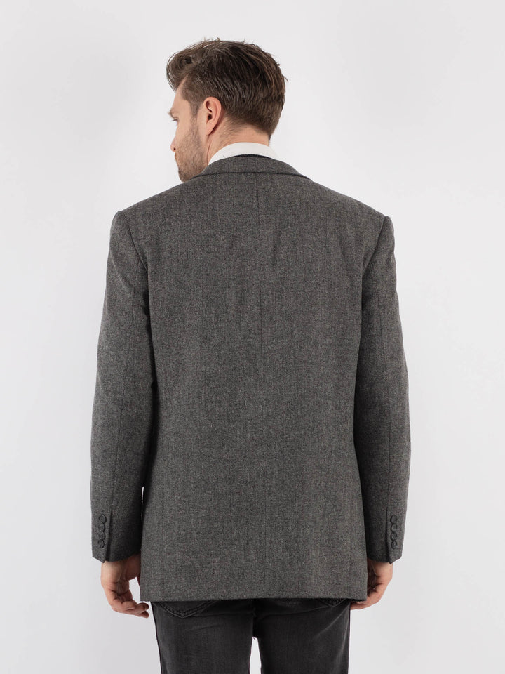 Vintage 90's Men Wool Blazer Jacket in Gray - NorthernGrip
