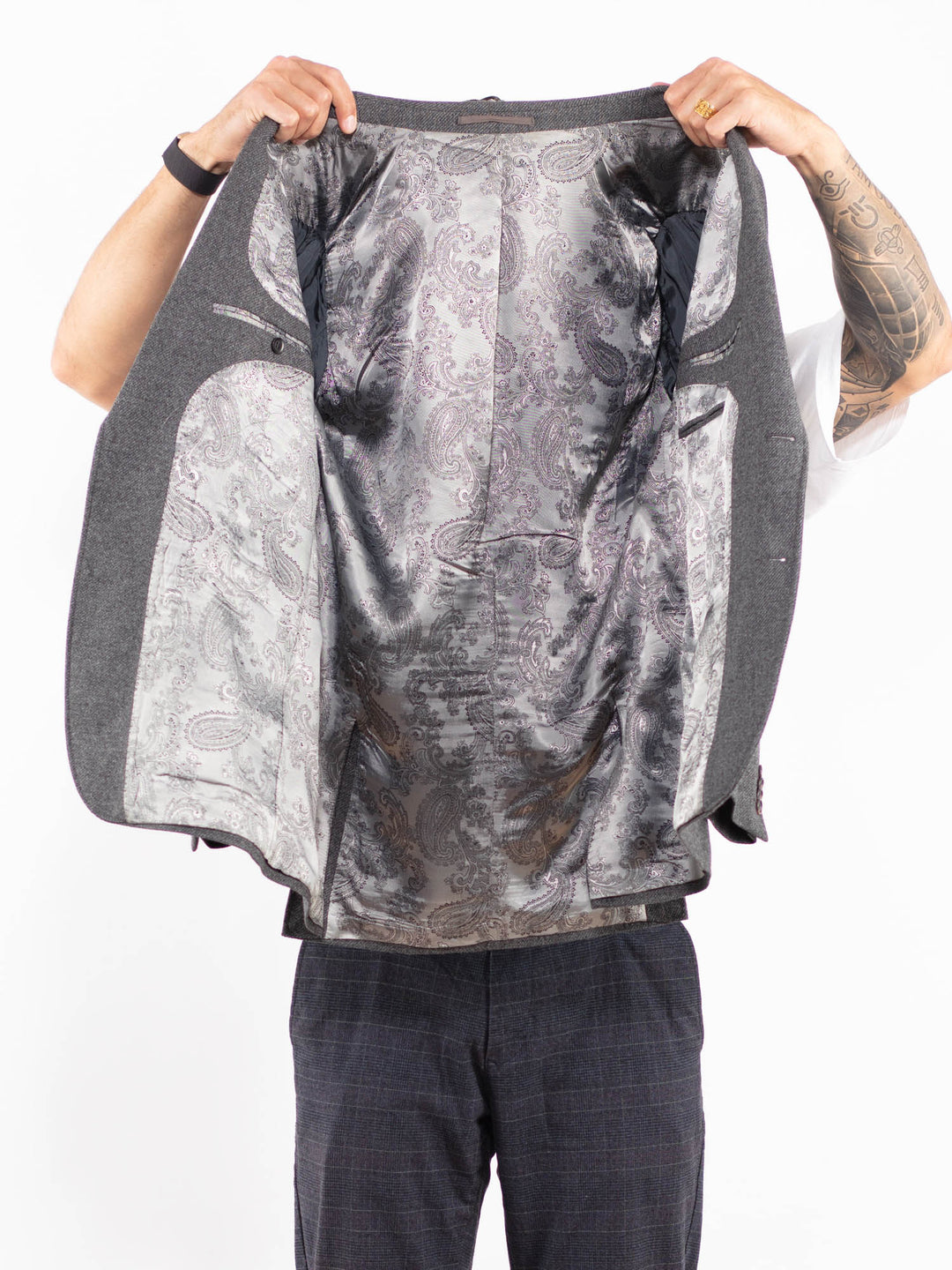 Vintage 90's Men Wool Blazer in GrayZ2203