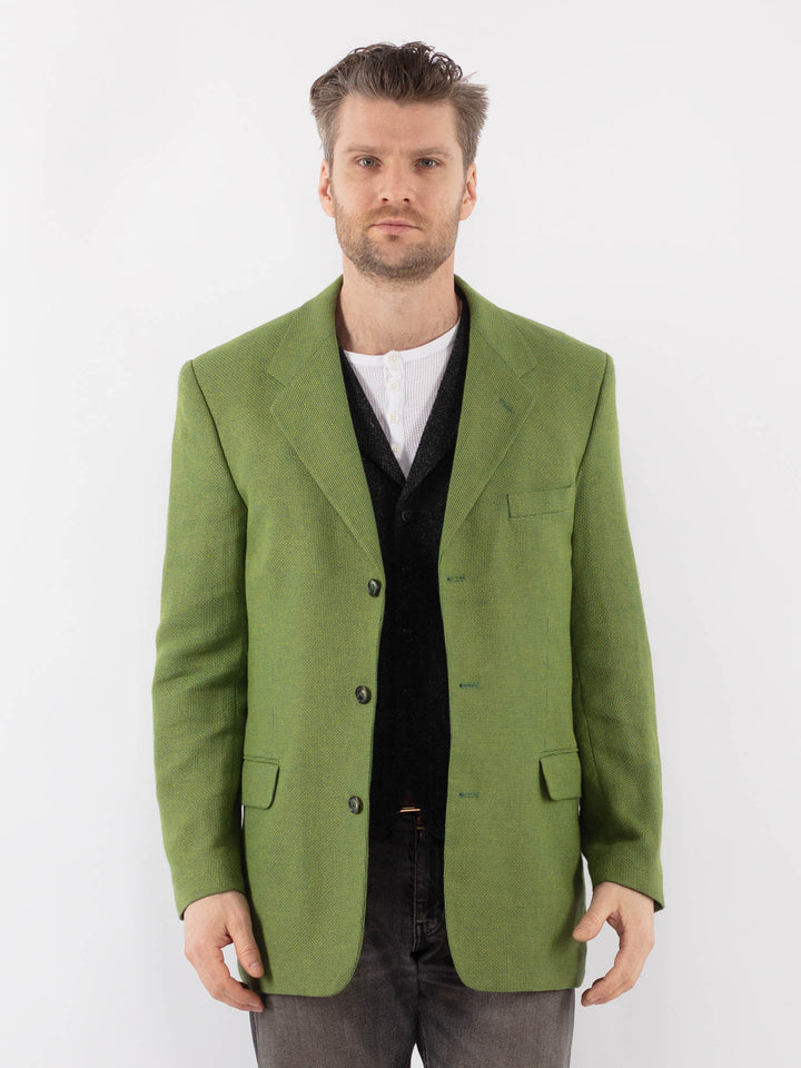 Vintage 90's Men Wool Blazer Jacket in GreenZ1024